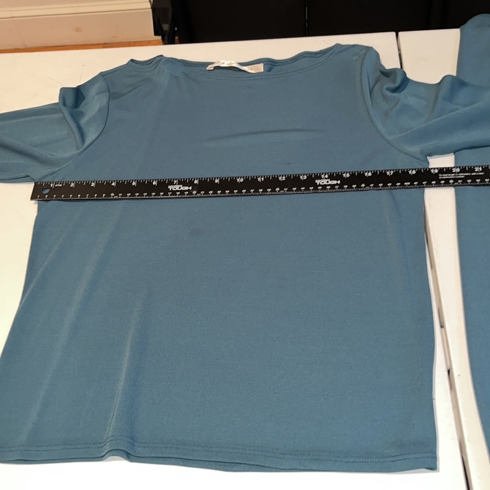 Max Studio  size Medium Teal blue 2 piece  3/4 sleeve top & pull on Maxi skirt - Picture 11 of 14